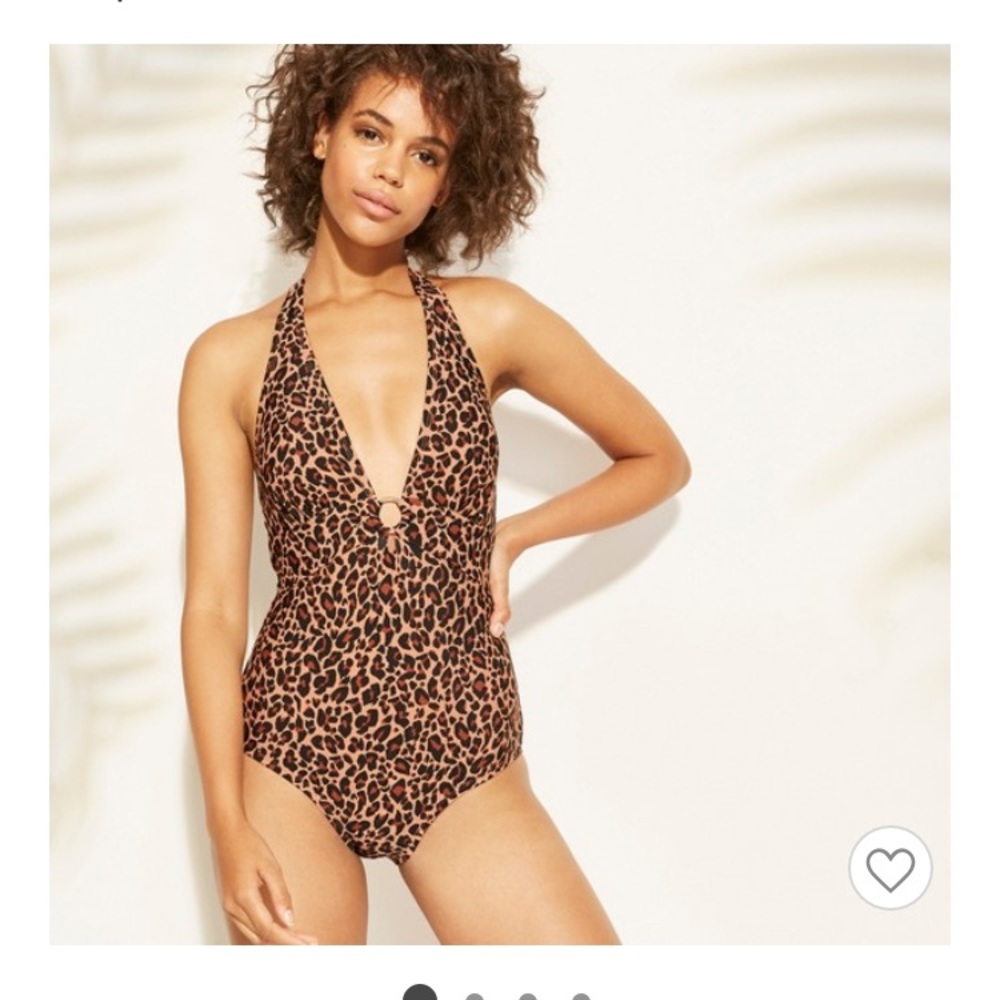 Leopard print halter bathing suit. Size M